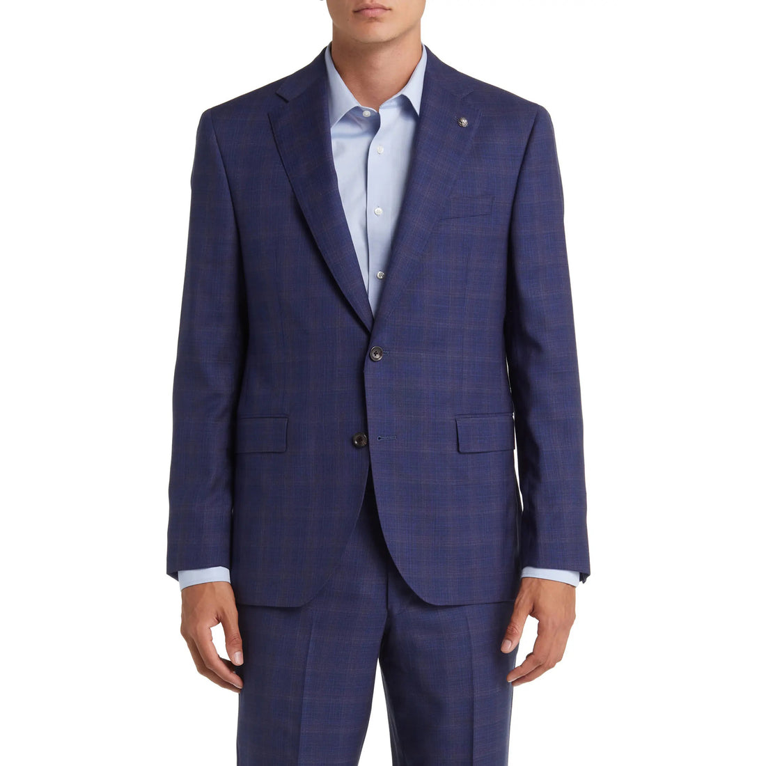 Blue Check Esprit Modern Fit Loro Piana Wool Suit - Jack Victor