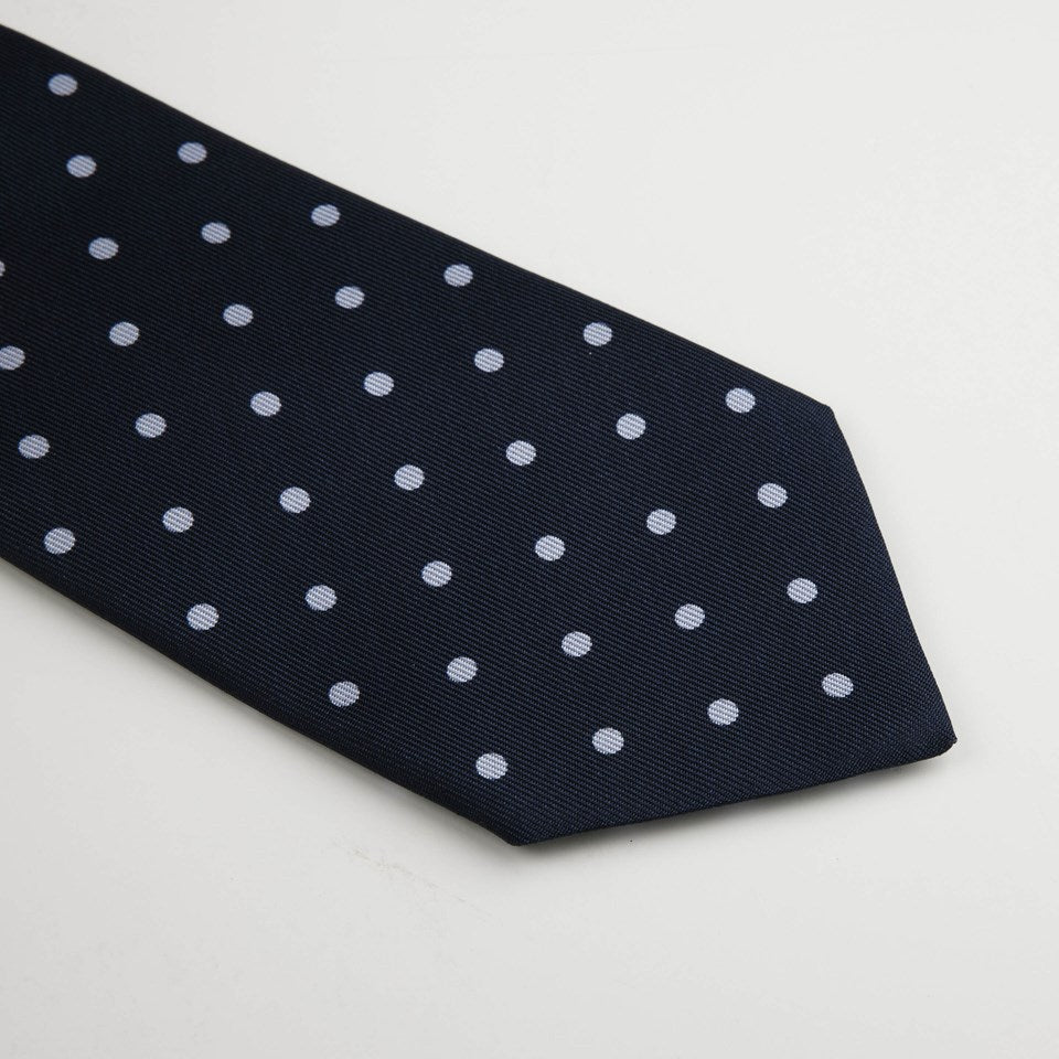 Navy Blue Dotted Silk Tie - Stenströms - Boutique Jacques International