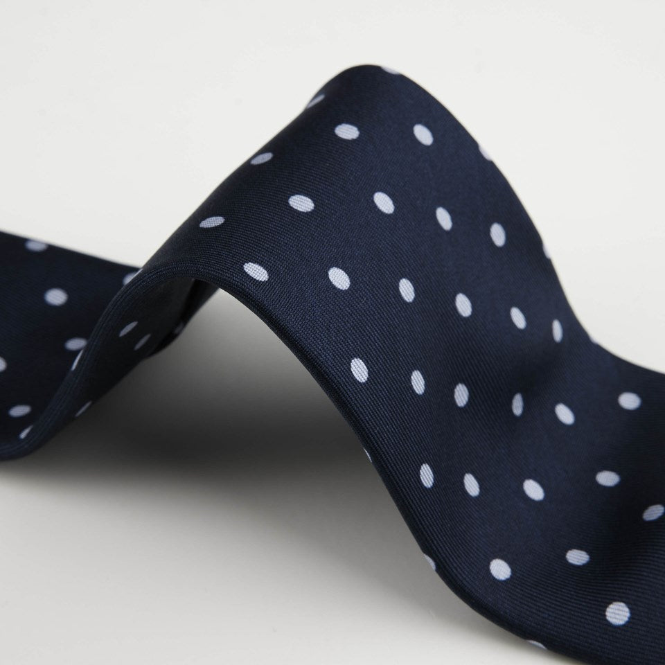 Navy Blue Dotted Silk Tie - Stenströms - Boutique Jacques International