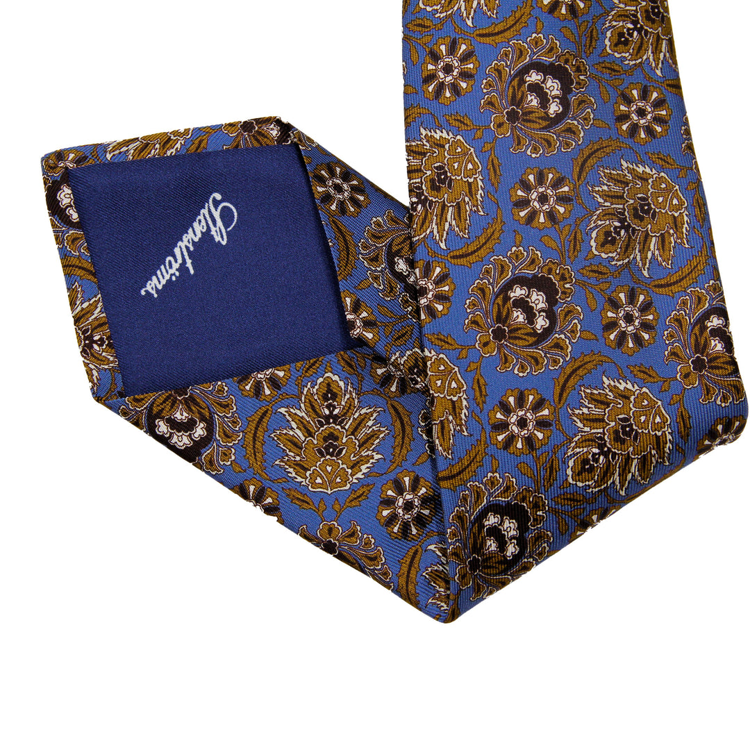 Blue Leaf Woven Silk Tie - Stenströms