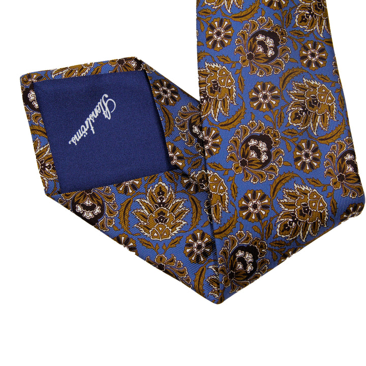 Blue Leaf Woven Silk Tie - Stenströms