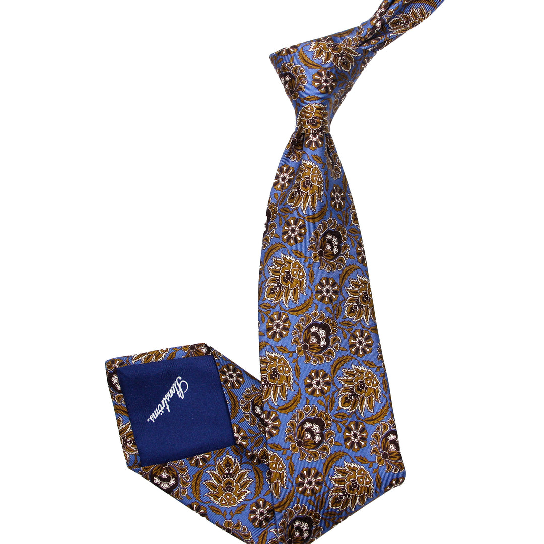 Blue Leaf Woven Silk Tie - Stenströms