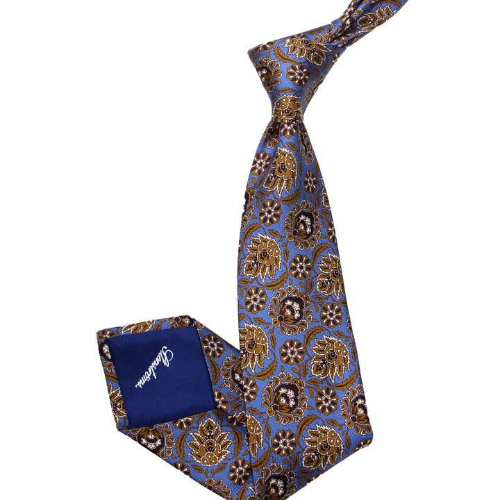 Blue Leaf Woven Silk Tie - Stenströms