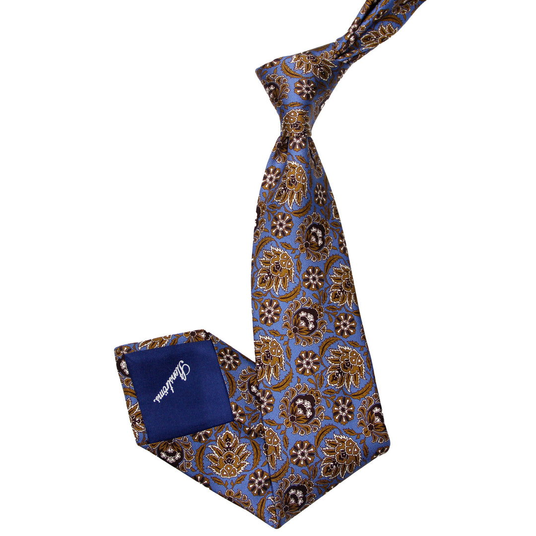 Blue Leaf Woven Silk Tie - Stenströms