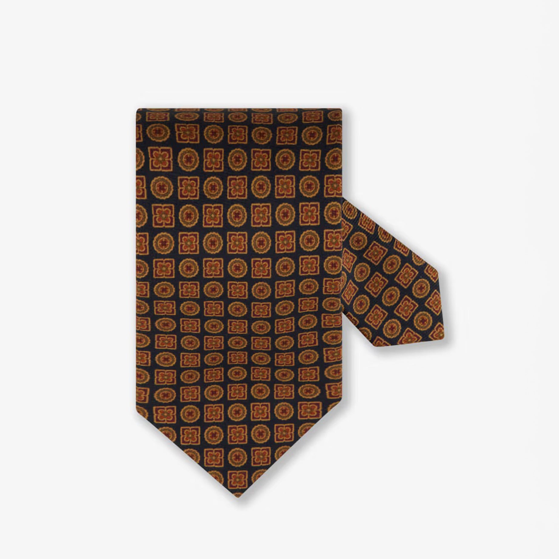 Dark Blue Patterned Silk Tie - Stenströms