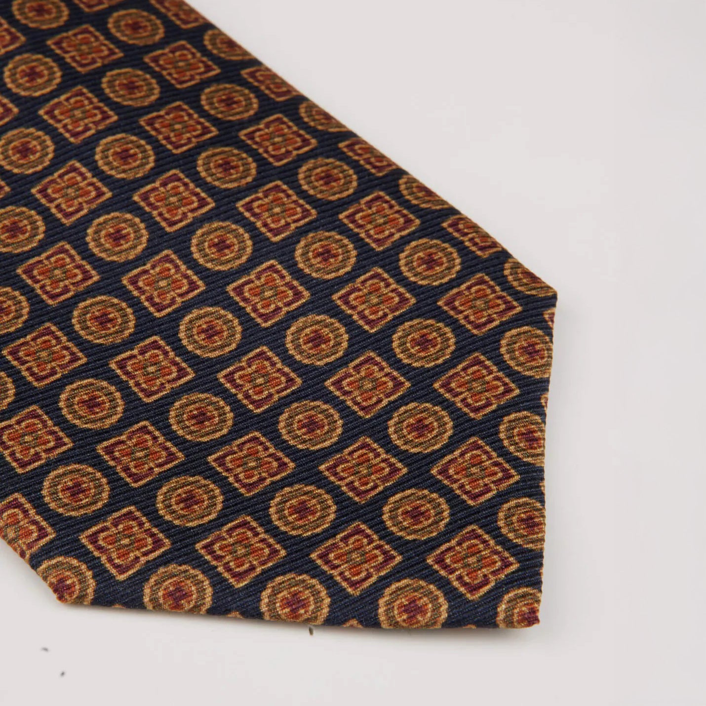 Dark Blue Patterned Silk Tie - Stenströms