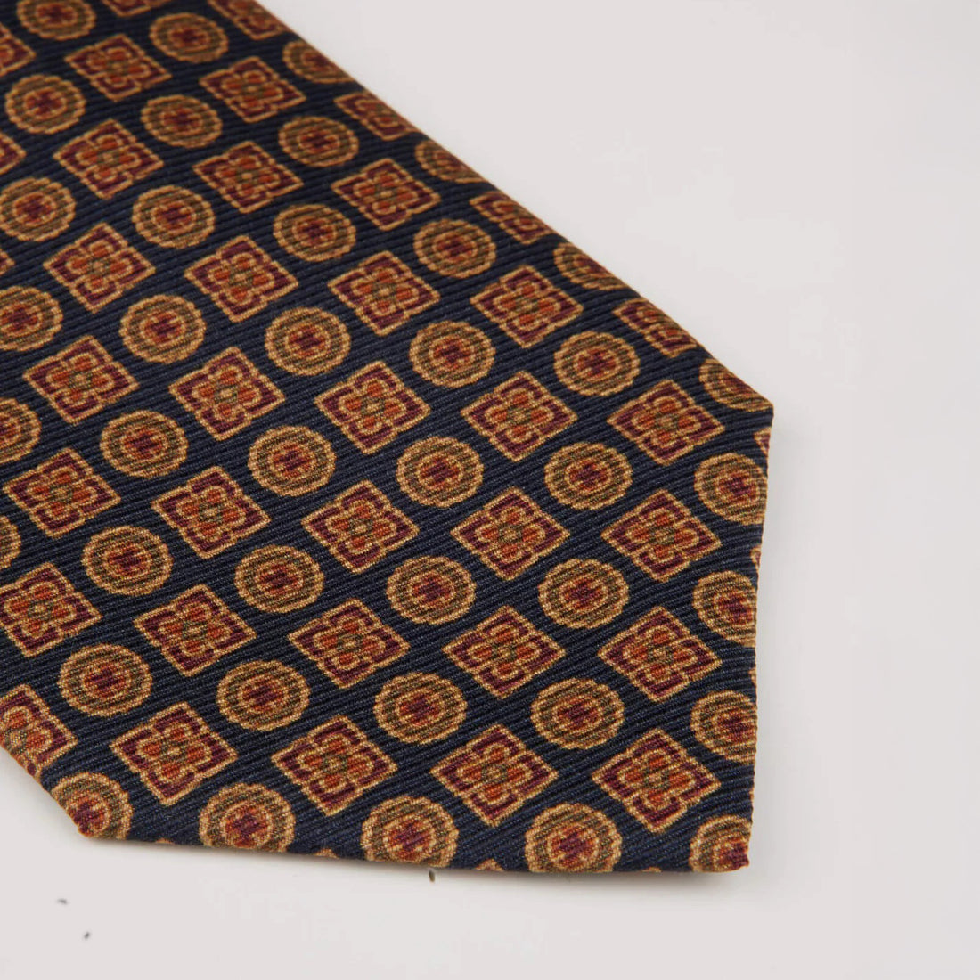 Dark Blue Patterned Silk Tie - Stenströms