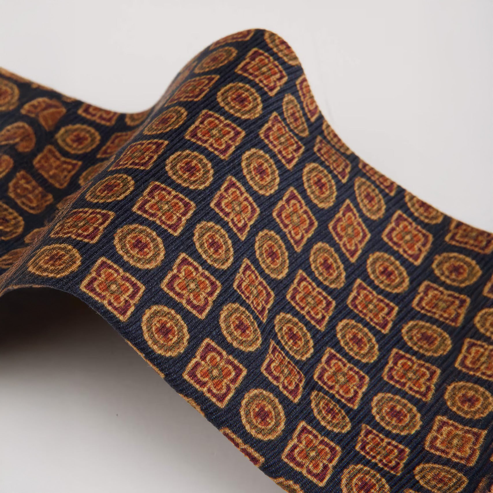 Dark Blue Patterned Silk Tie - Stenströms