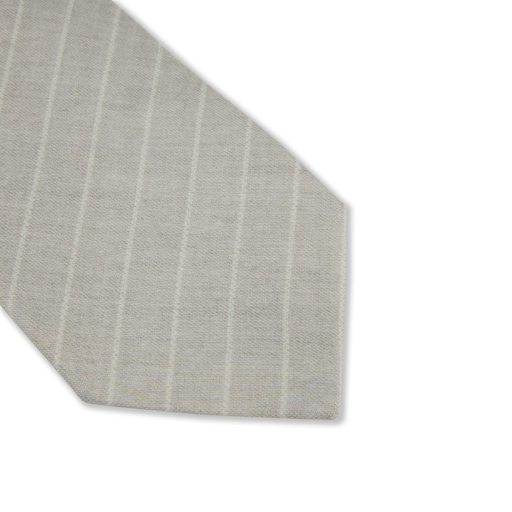 Light Gray Striped Cotton-Wool Tie - Stenströms - Boutique Jacques International