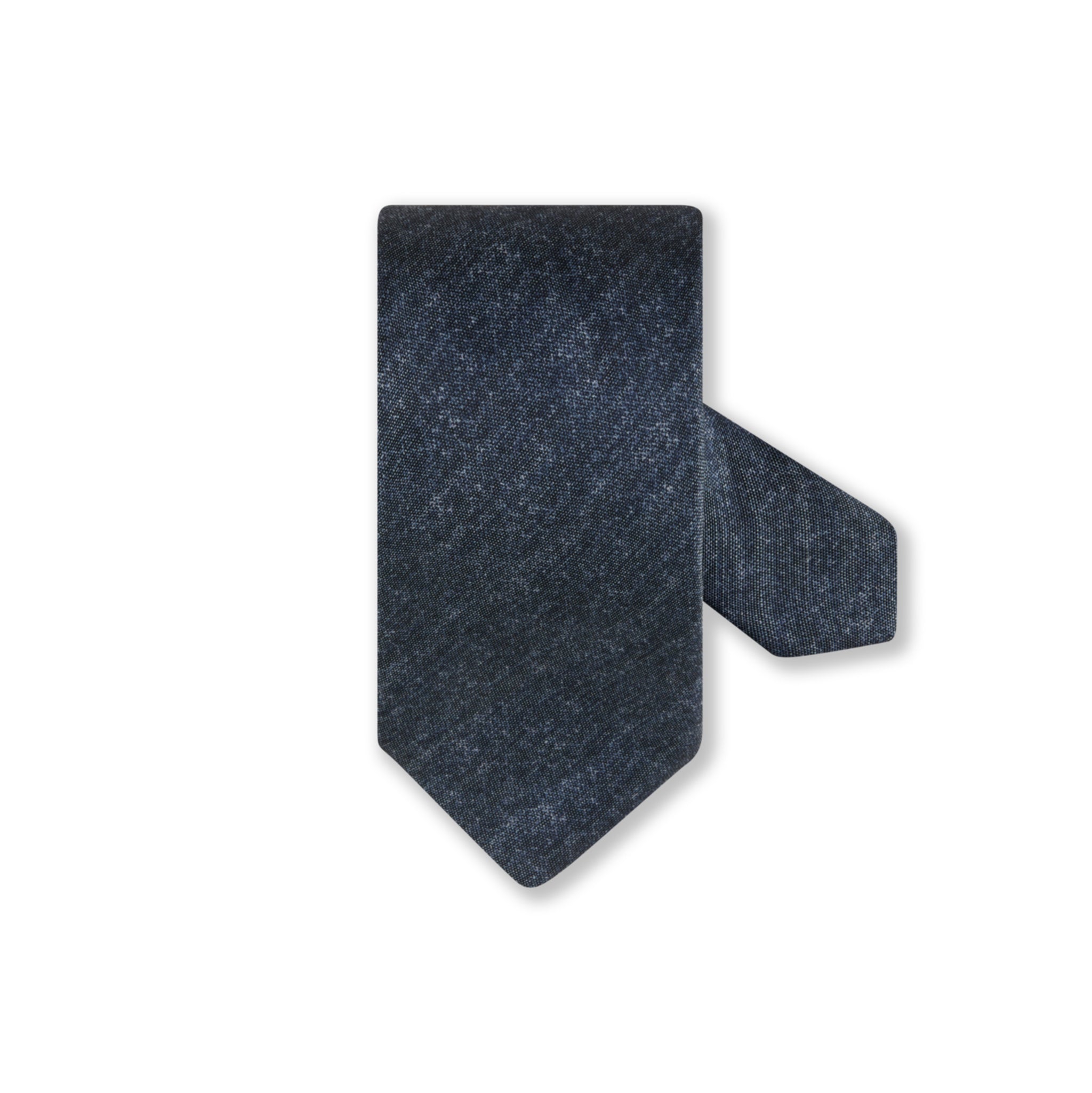 Navy Blue Semi-Solid Silk-Linen Tie - Stenströms - Boutique Jacques International