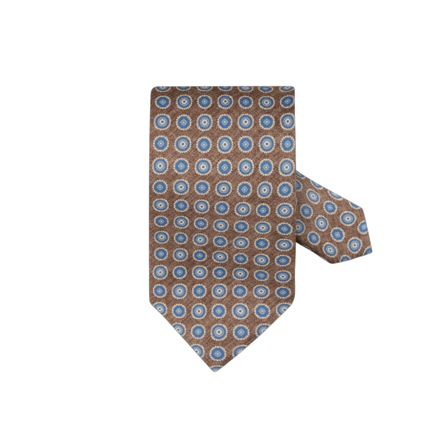 Brown Medallion Patterned Silk Tie - Stenström
