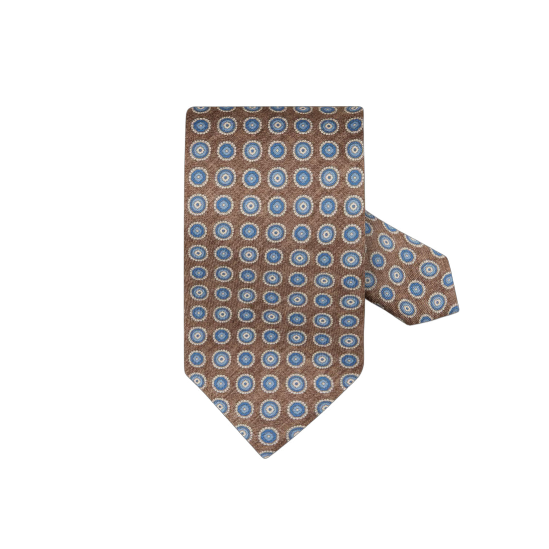 Brown Medallion Patterned Silk Tie - Stenström