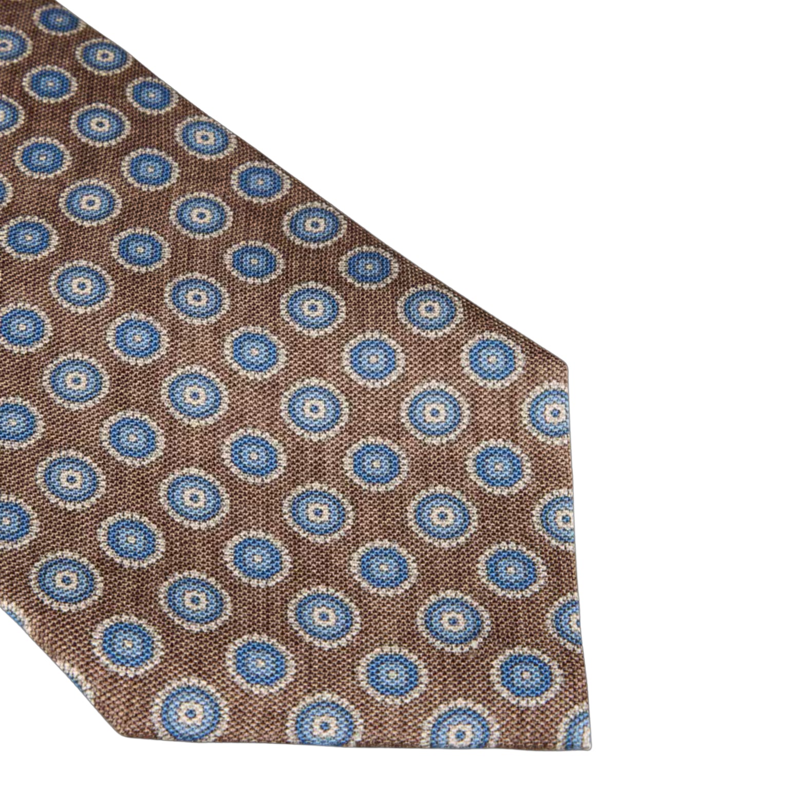 Brown Medallion Patterned Silk Tie - Stenström