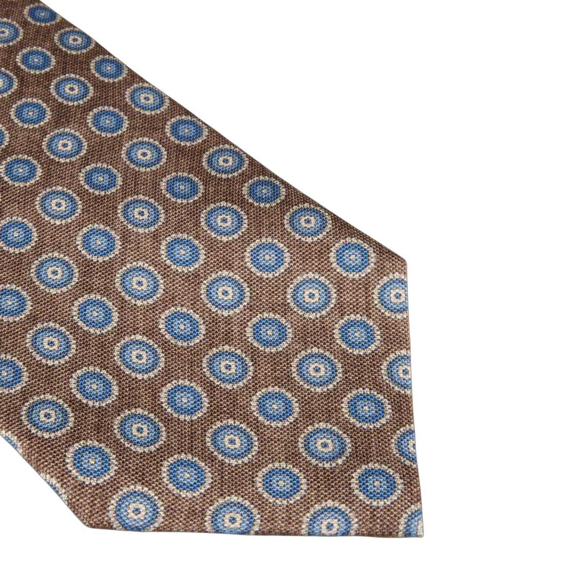 Brown Medallion Patterned Silk Tie - Stenström