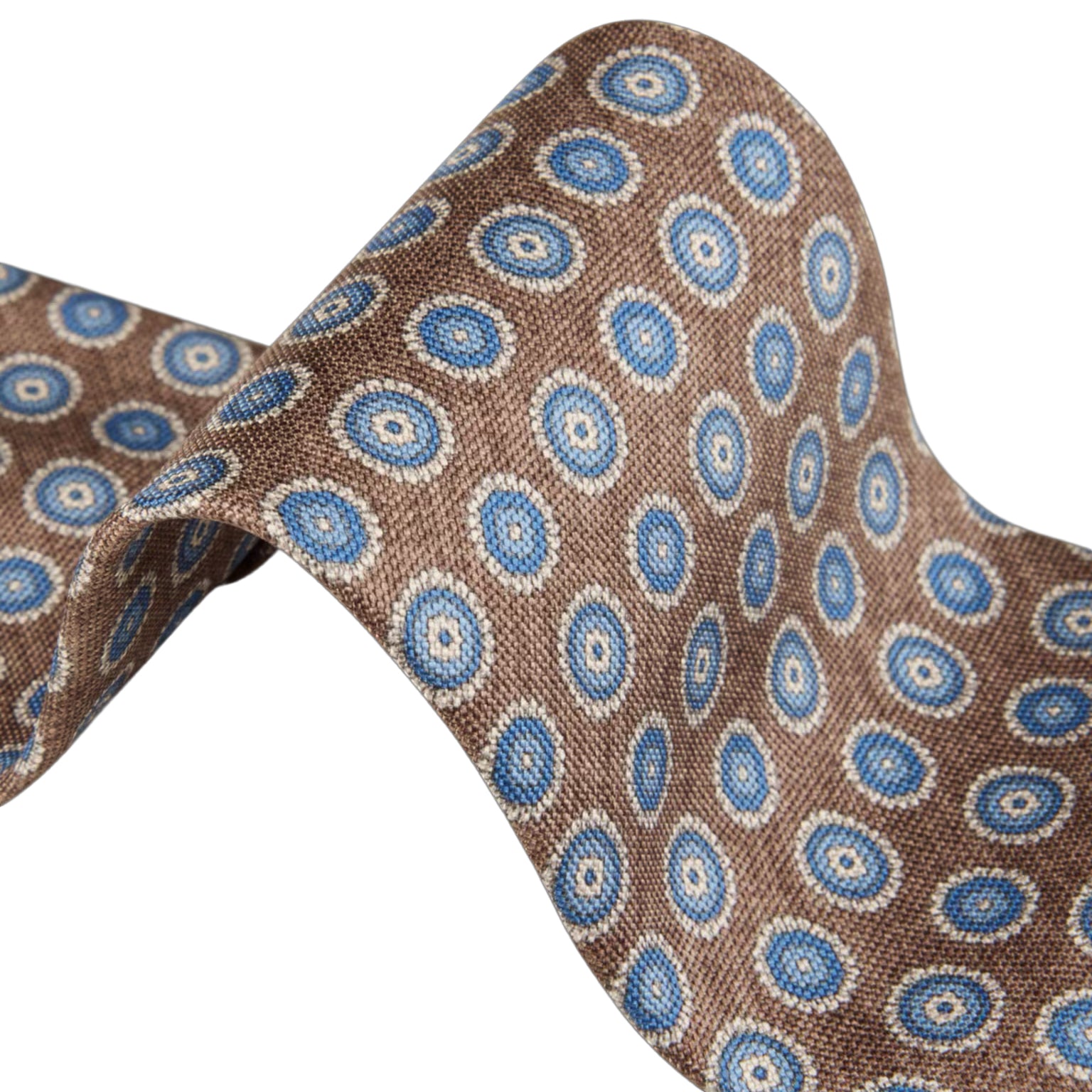 Brown Medallion Patterned Silk Tie - Stenström