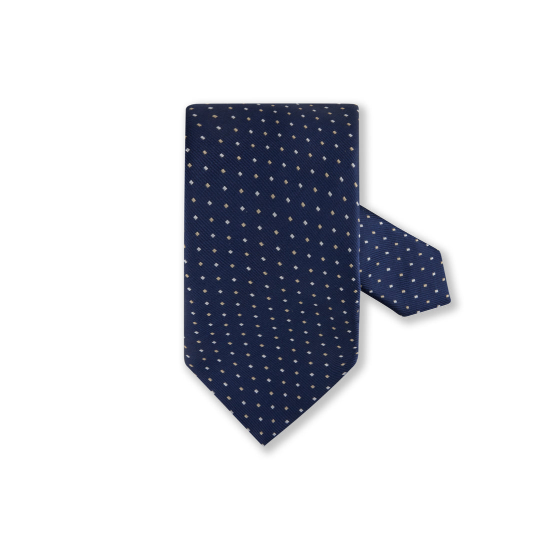 Navy Blue Mini Diamond Pattern Silk Tie - Stenströms