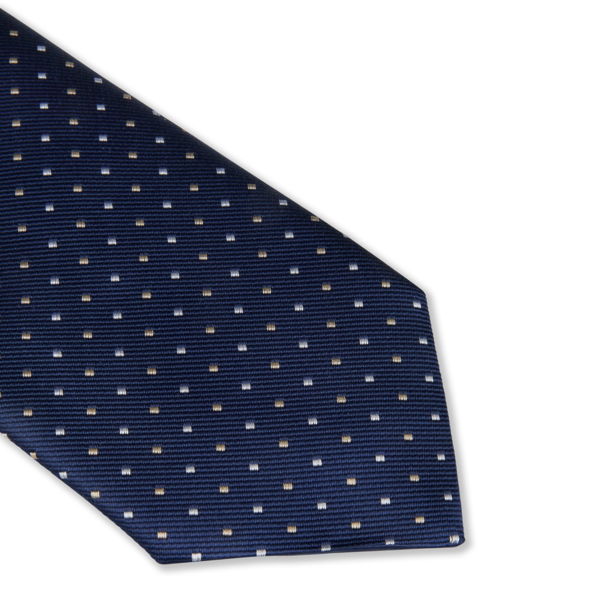 Navy Blue Mini Diamond Pattern Silk Tie - Stenströms