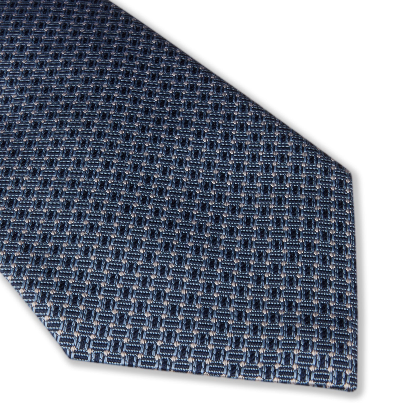Mid Blue Patterned Silk Tie - Stenströms