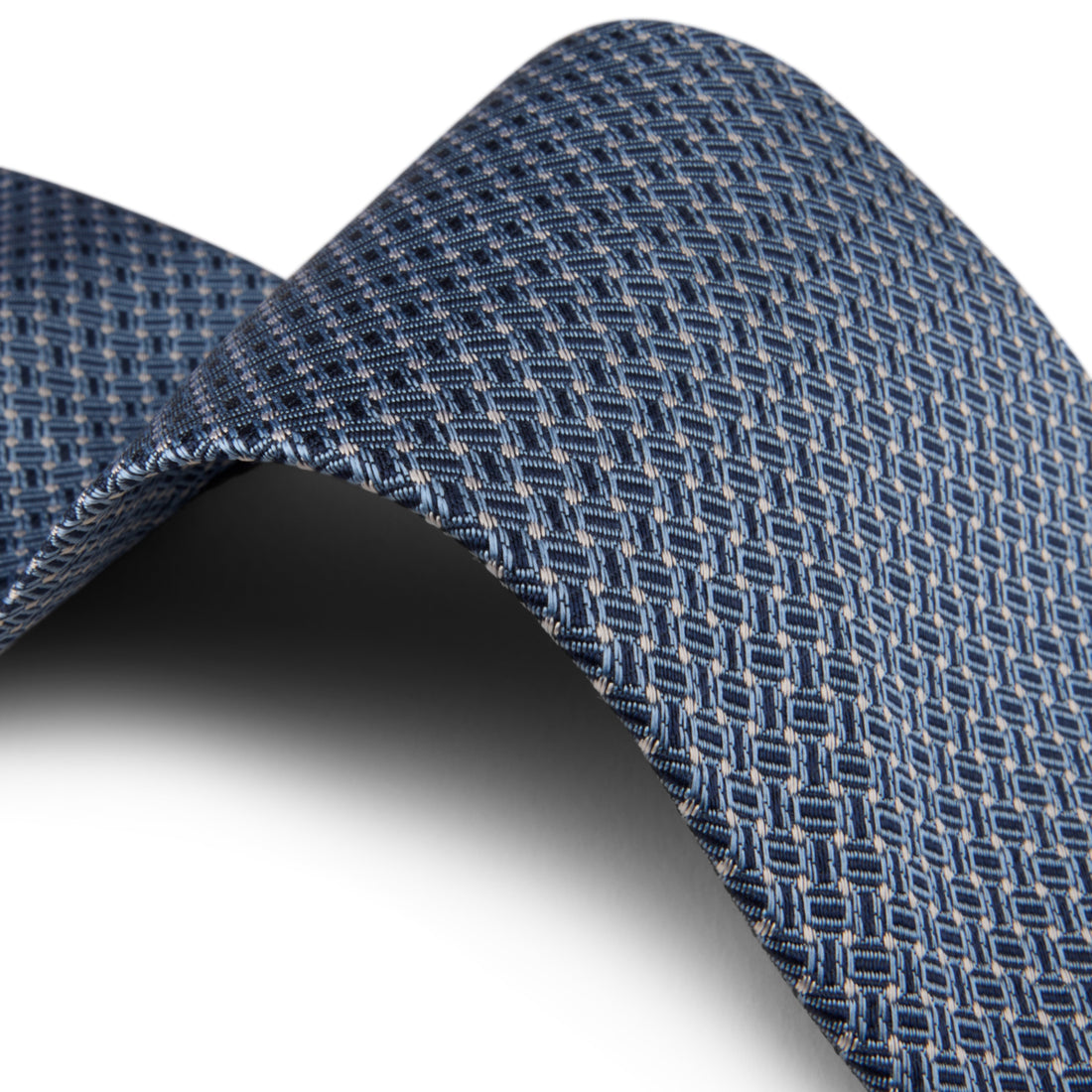 Mid Blue Patterned Silk Tie - Stenströms