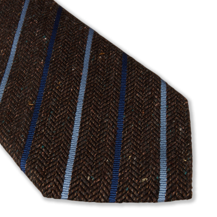 Dark Brown Stripe Silk Tie - Stenströms