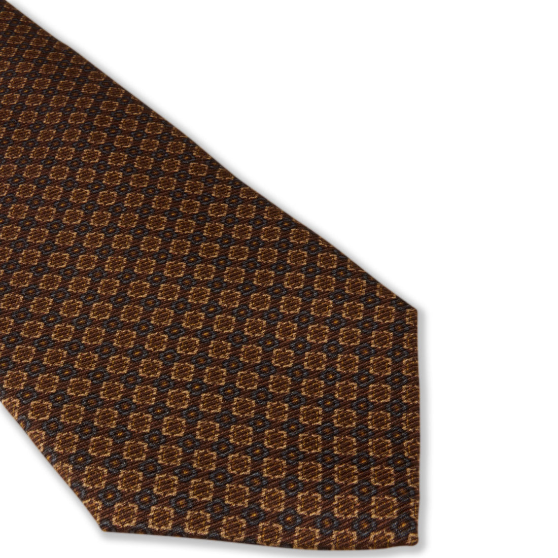 Brown Micro Pattern Silk Tie - Stenströms