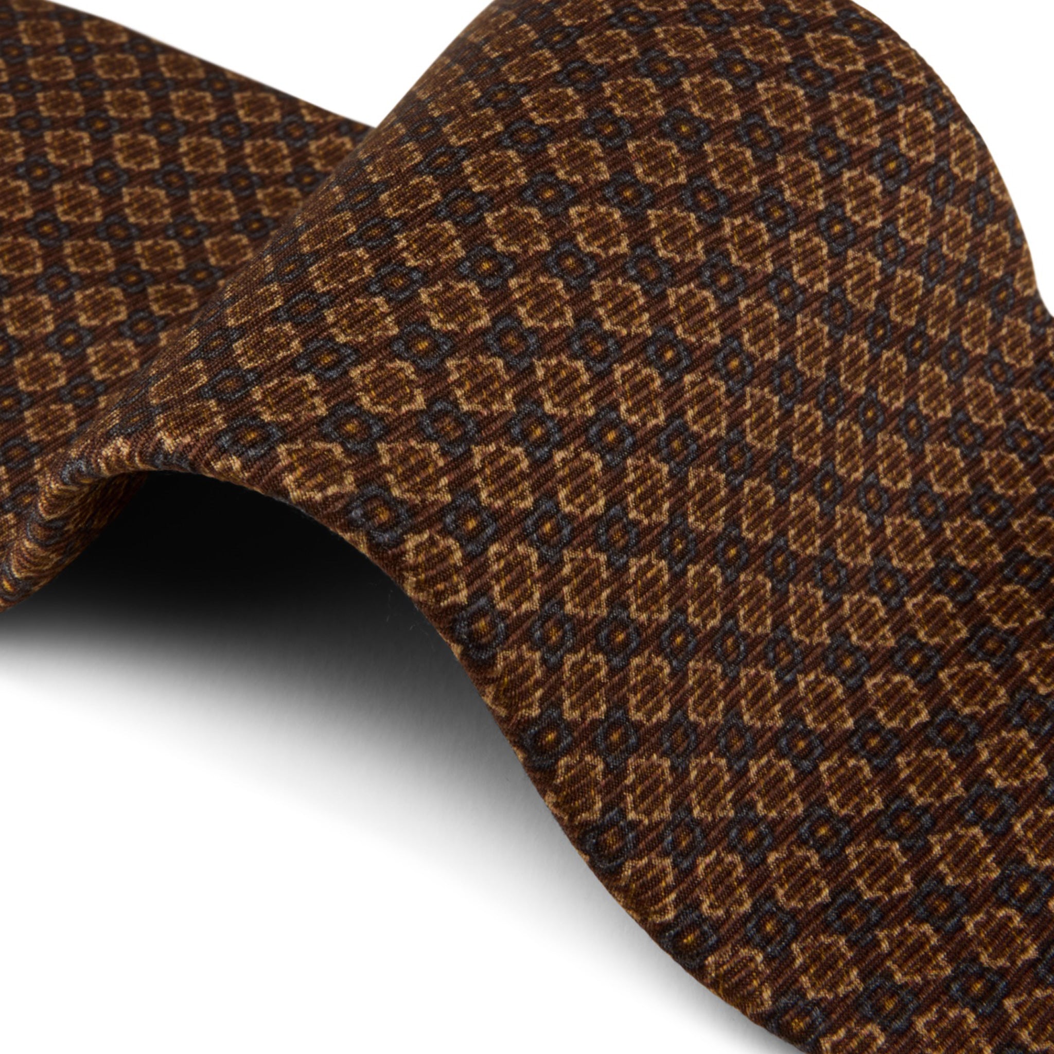 Brown Micro Pattern Silk Tie - Stenströms