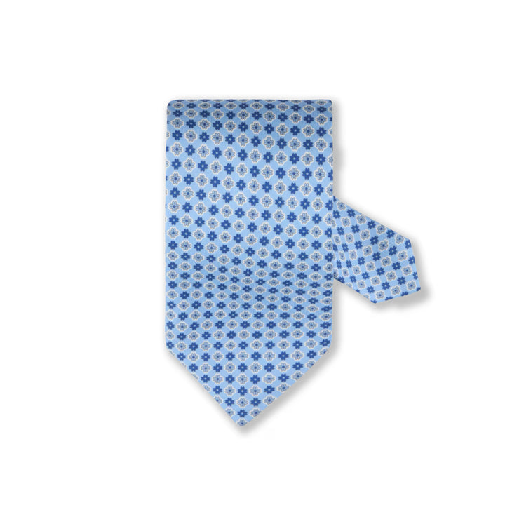 Light Blue Floral Patterned Silk Tie - Stenströms - Boutique Jacques International