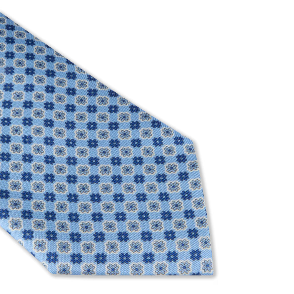 Light Blue Floral Patterned Silk Tie - Stenströms - Boutique Jacques International