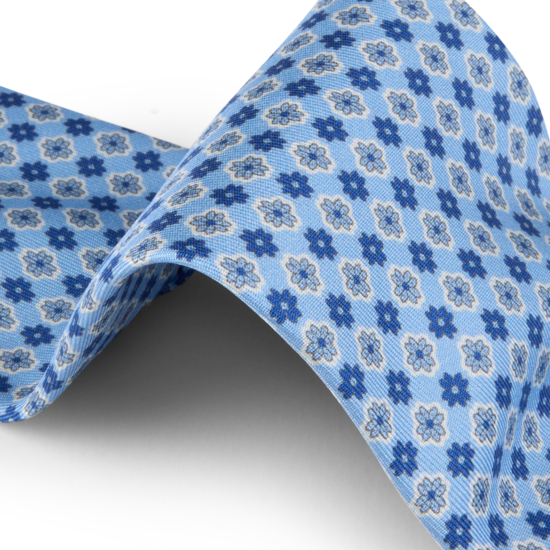 Light Blue Floral Patterned Silk Tie - Stenströms - Boutique Jacques International