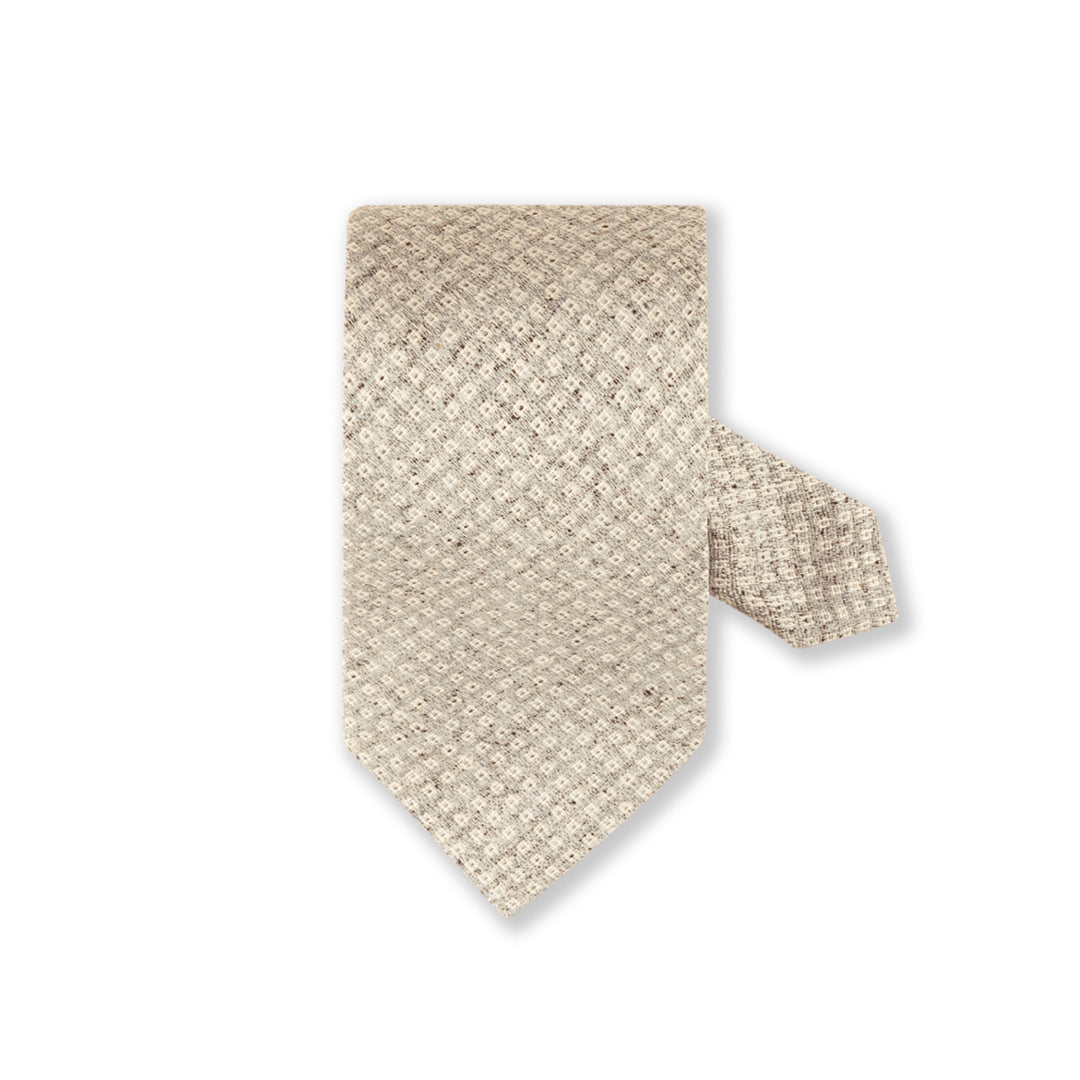 Light Beige Micro Diamond Patterned Woven Silk Tie - Stenströms - Boutique Jacques International