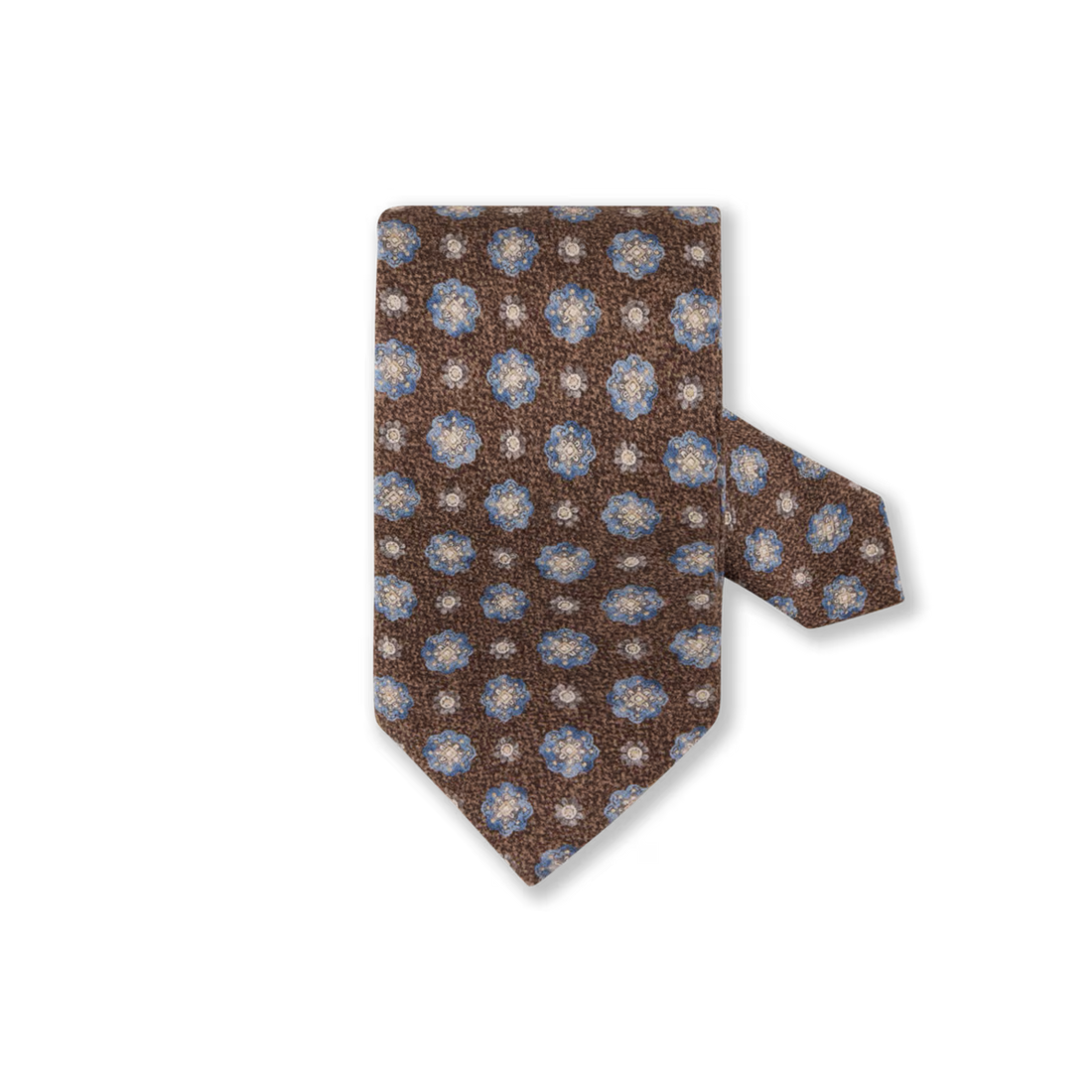 Brown & Blue Medallion Patterned Silk Tie - Stenströms - Boutique Jacques International