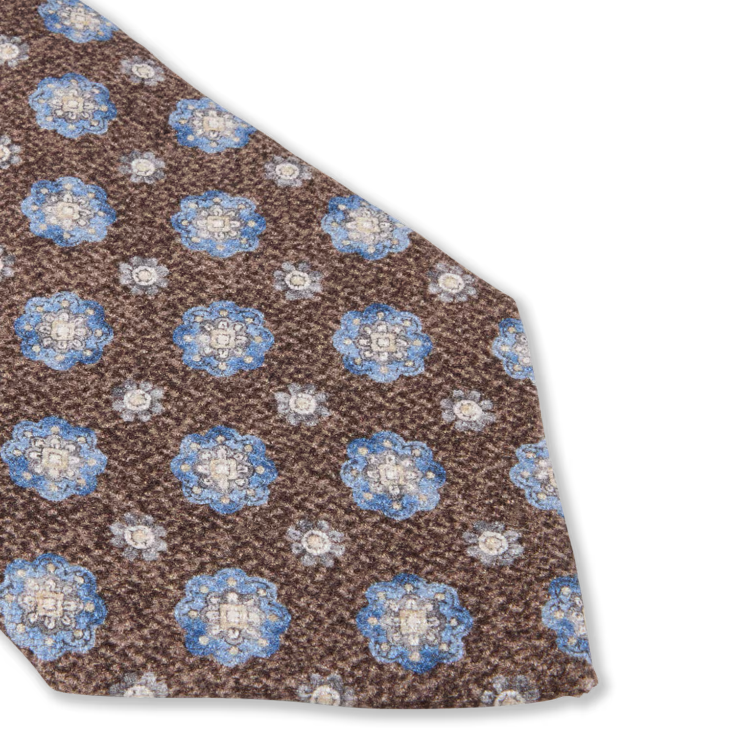 Brown & Blue Medallion Patterned Silk Tie - Stenströms - Boutique Jacques International