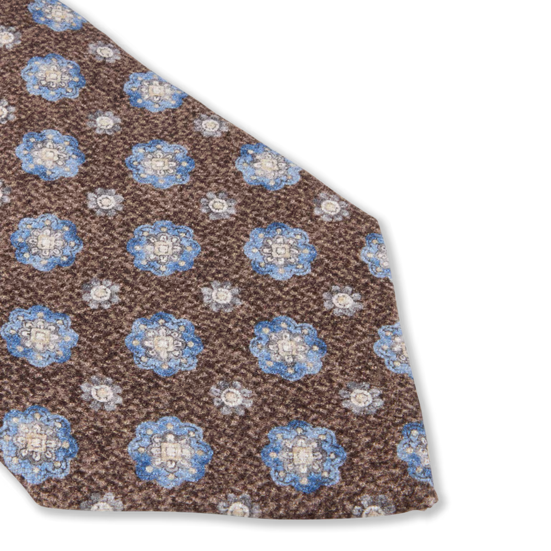 Brown & Blue Medallion Patterned Silk Tie - Stenströms - Boutique Jacques International