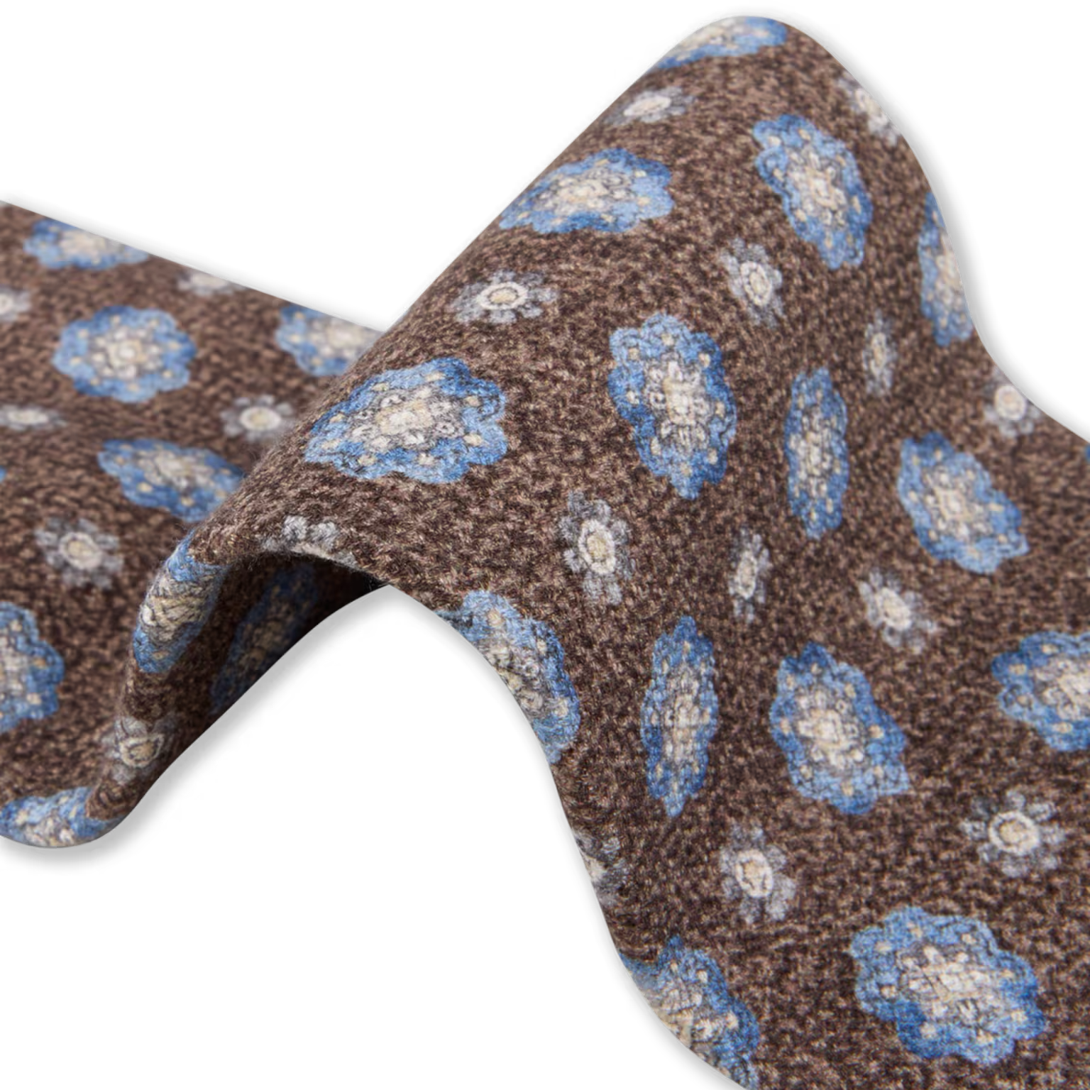 Brown & Blue Medallion Patterned Silk Tie - Stenströms - Boutique Jacques International