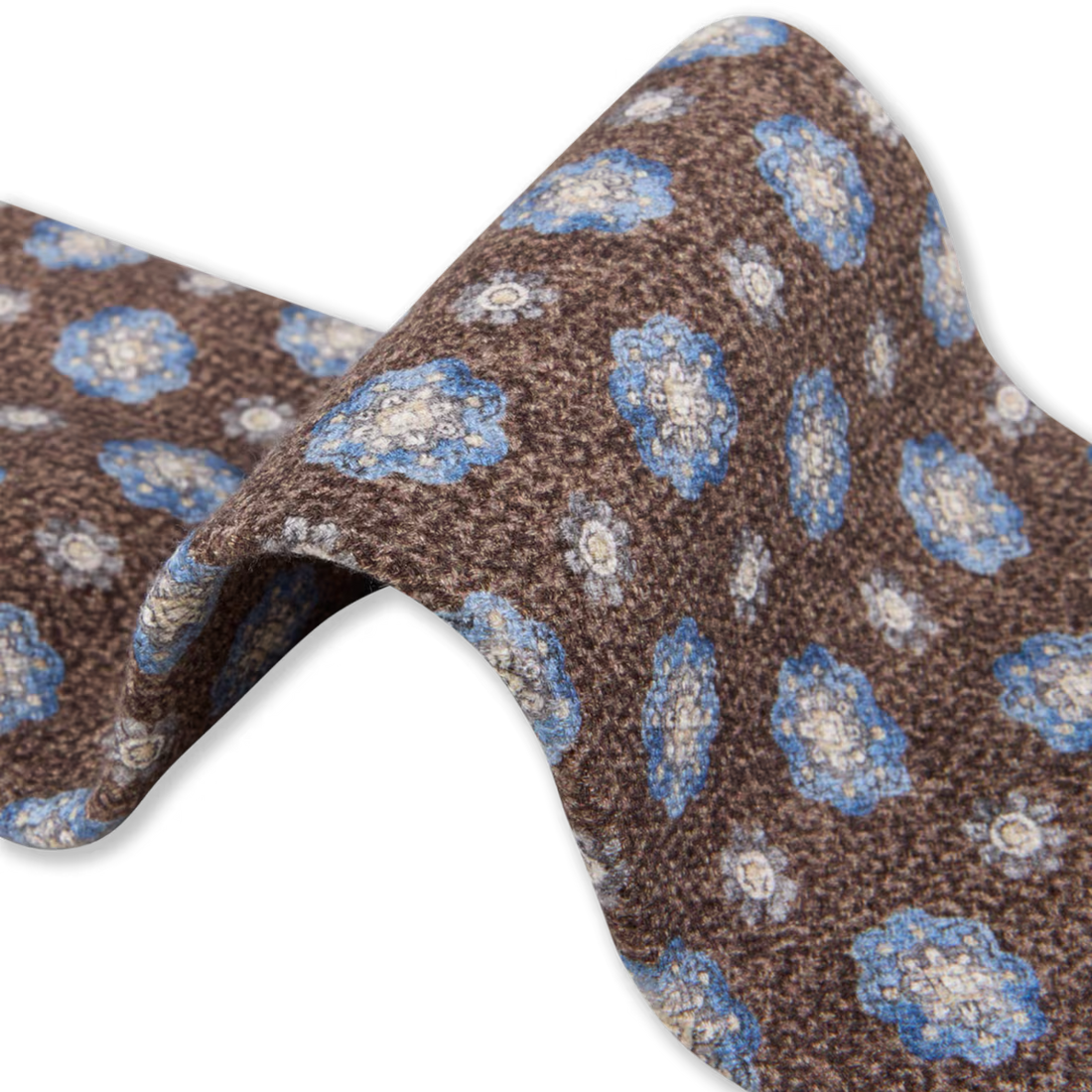 Brown & Blue Medallion Patterned Silk Tie - Stenströms - Boutique Jacques International