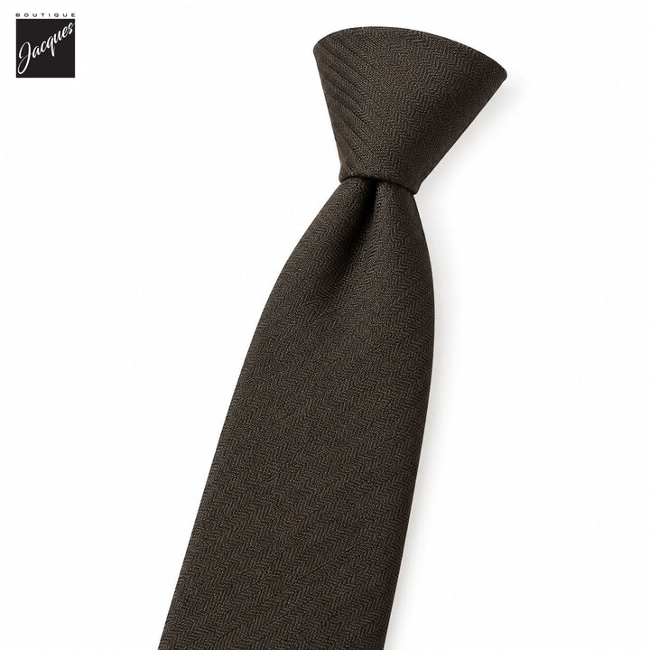 Dark Brown Woven Silk-Linen Tie - Stenströms - Boutique Jacques International