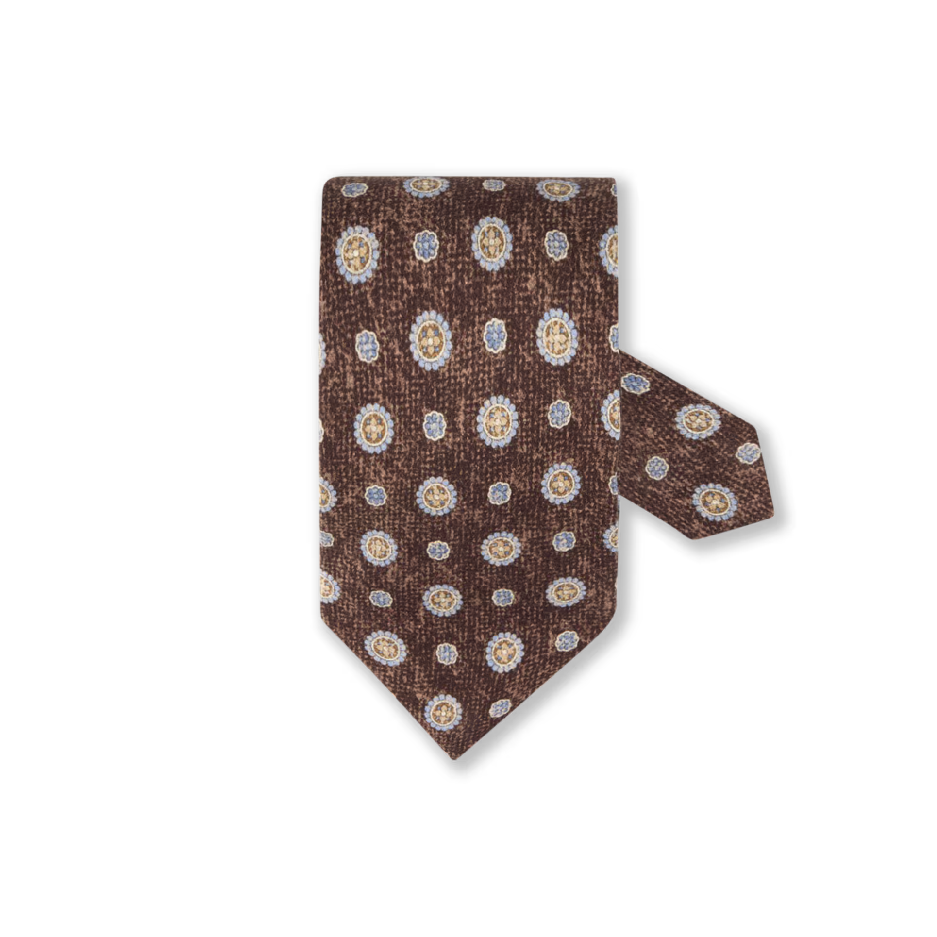 Brown Medallion Patterned Silk Tie - Stenströms