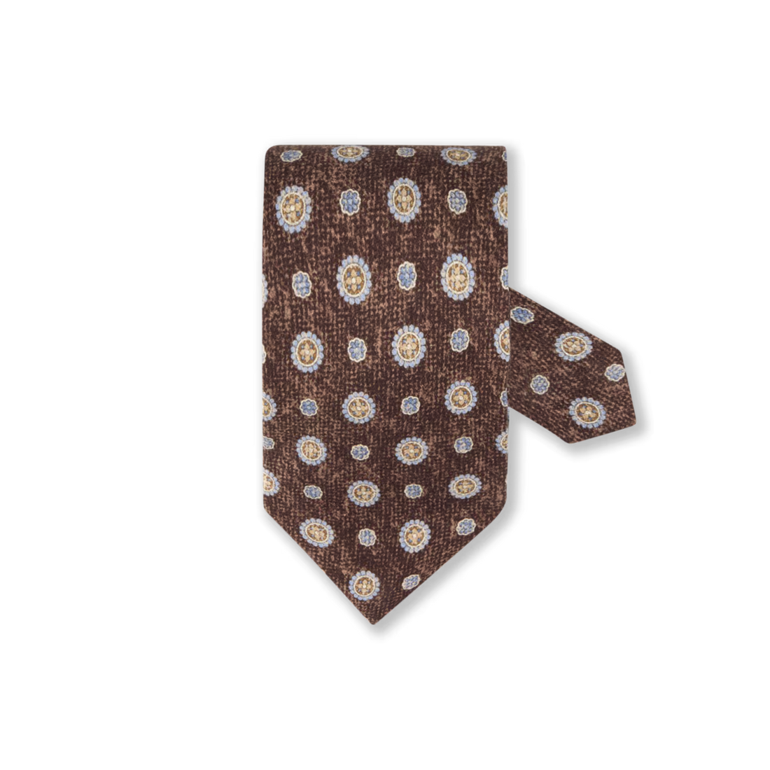 Brown Medallion Patterned Silk Tie - Stenströms