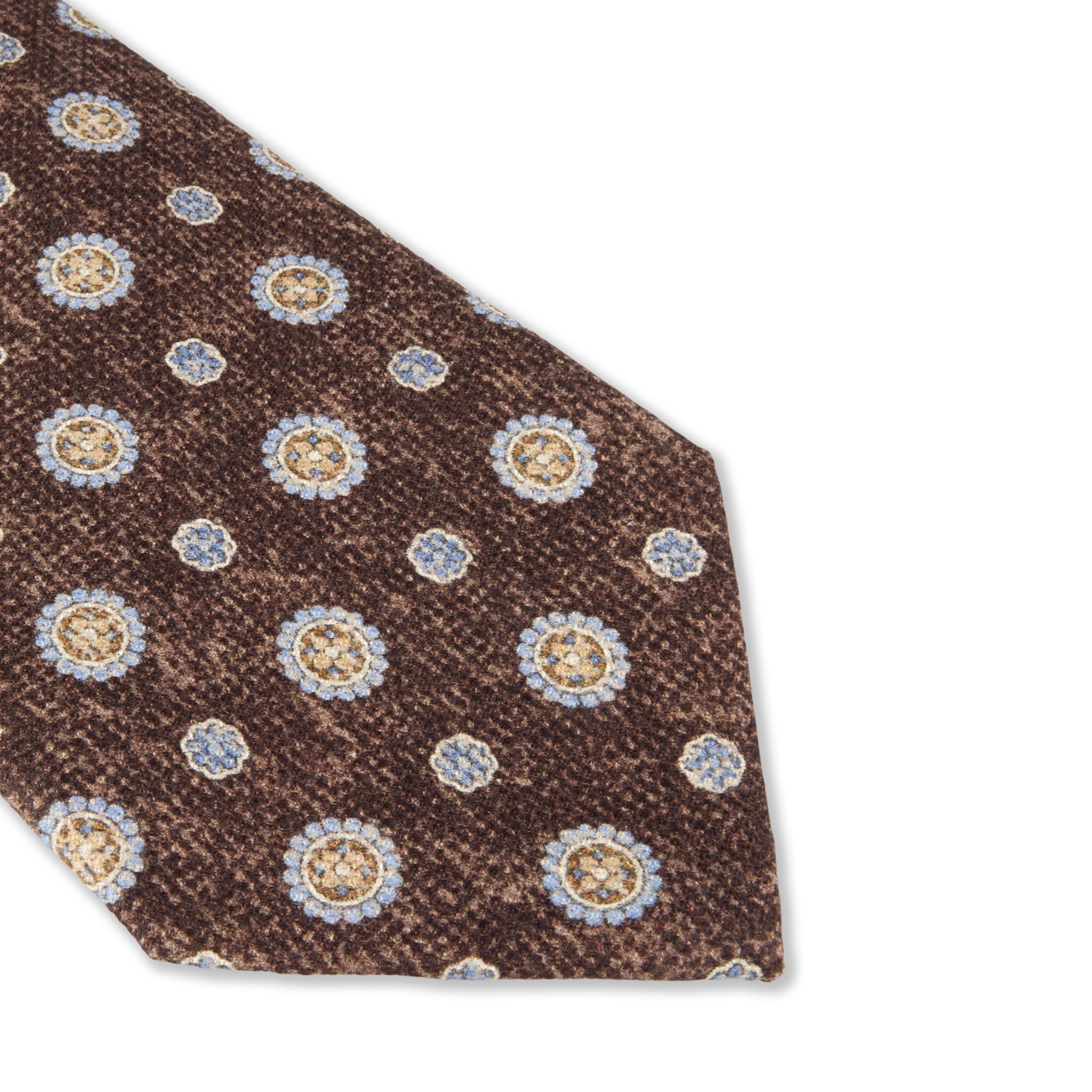 Brown Medallion Patterned Silk Tie - Stenströms