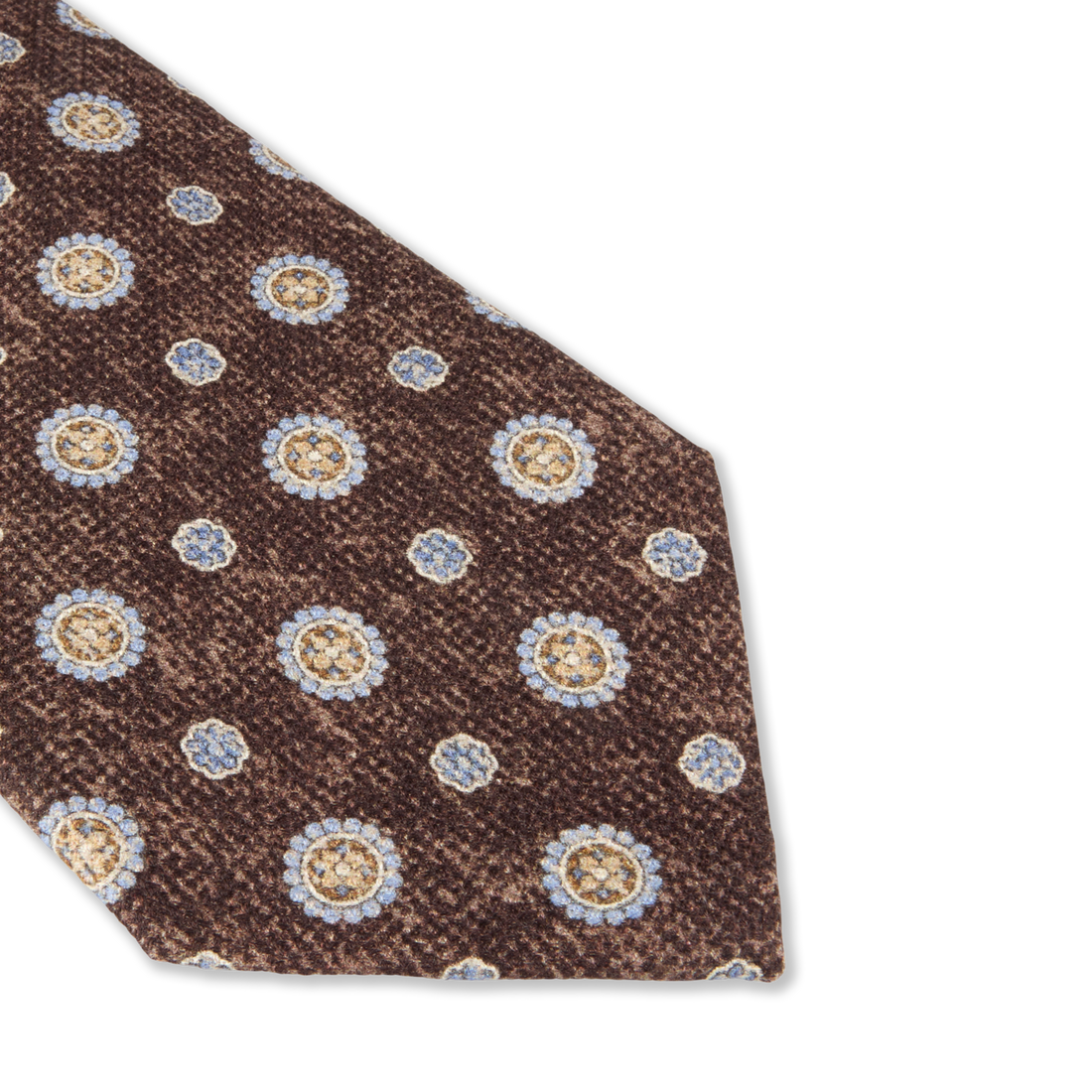 Brown Medallion Patterned Silk Tie - Stenströms