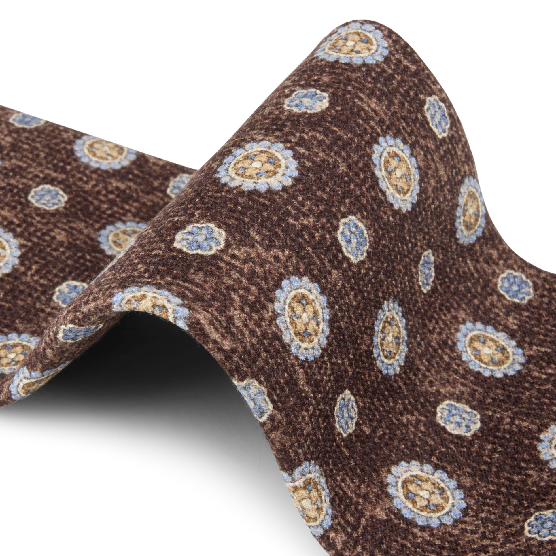 Brown Medallion Patterned Silk Tie - Stenströms