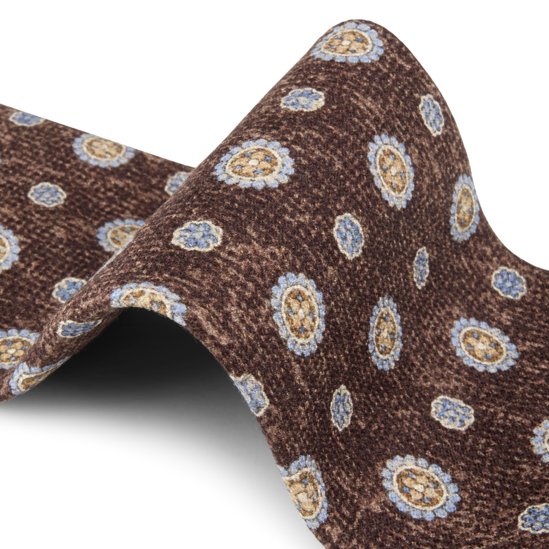 Brown Medallion Patterned Silk Tie - Stenströms