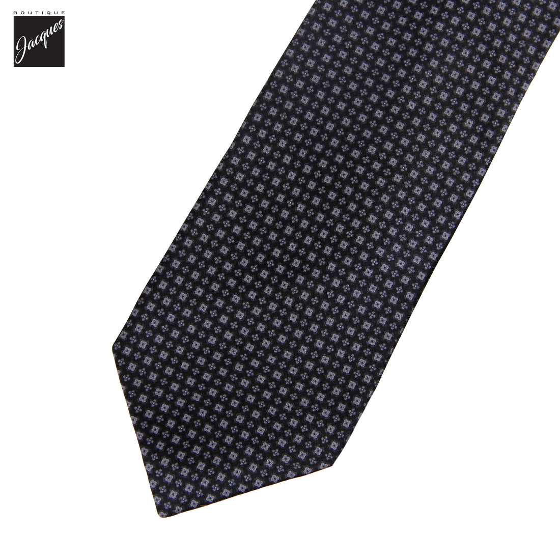 Cravate en soie bleu marine motif mini-losanges - Stenströms