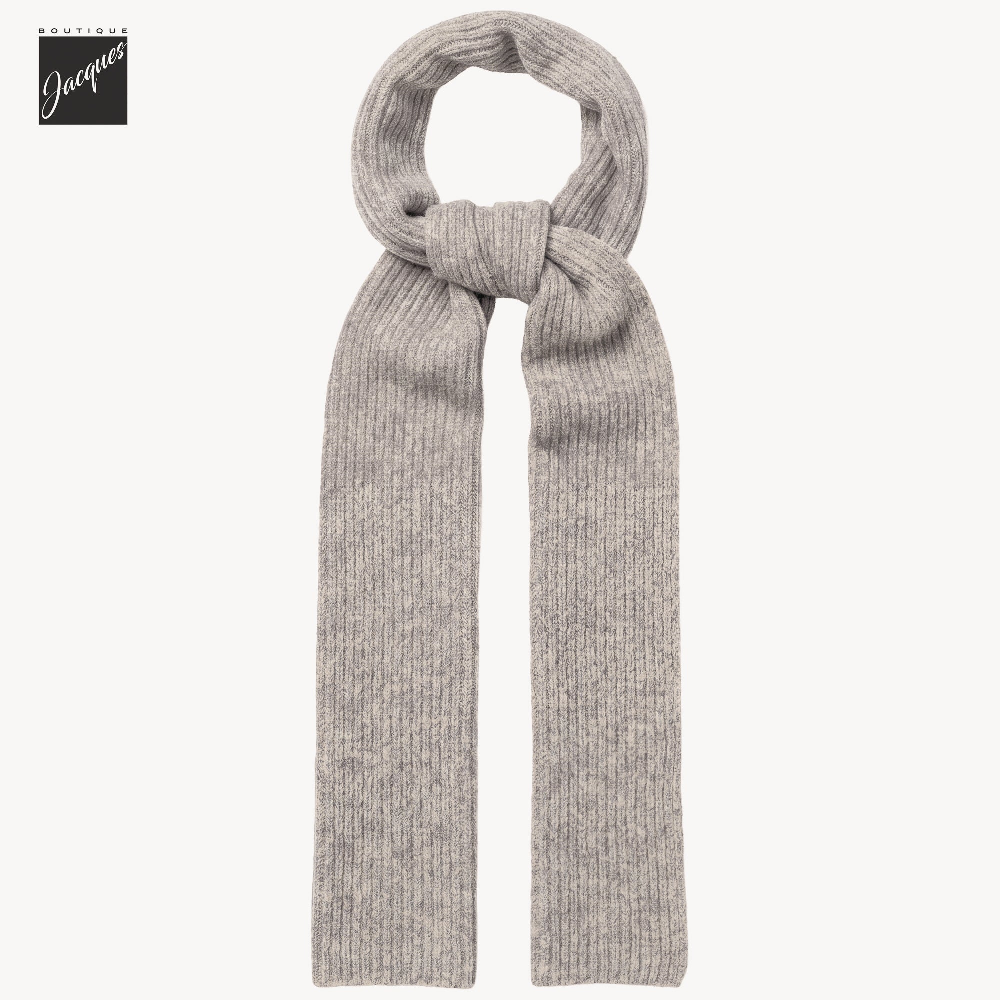 Mushroom (Taupe) Mélange Cotton/Alpaca/Wool Tweed Winter Scarf - Phil Petter - Boutique Jacques International