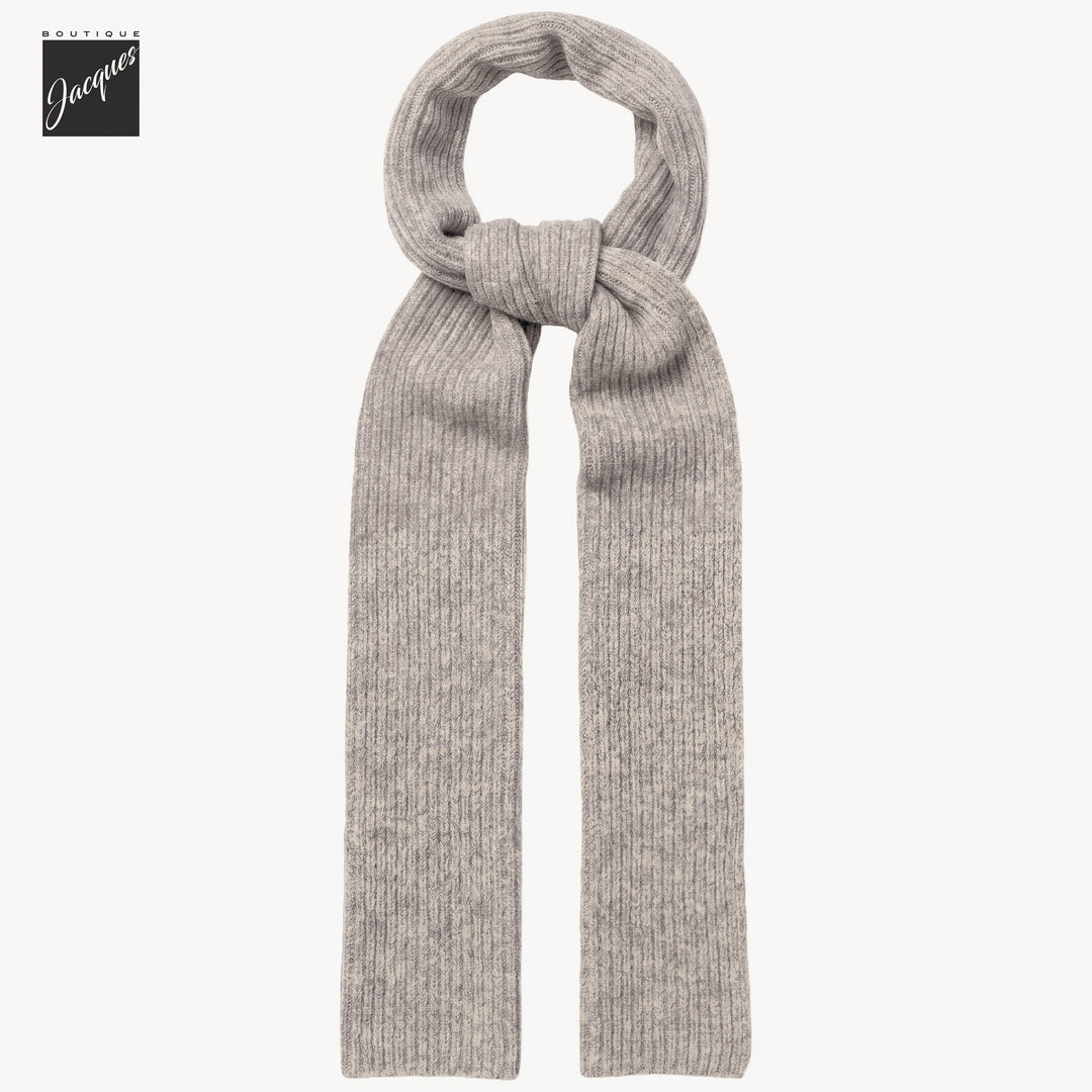 Mushroom (Taupe) Mélange Cotton/Alpaca/Wool Tweed Winter Scarf - Phil Petter