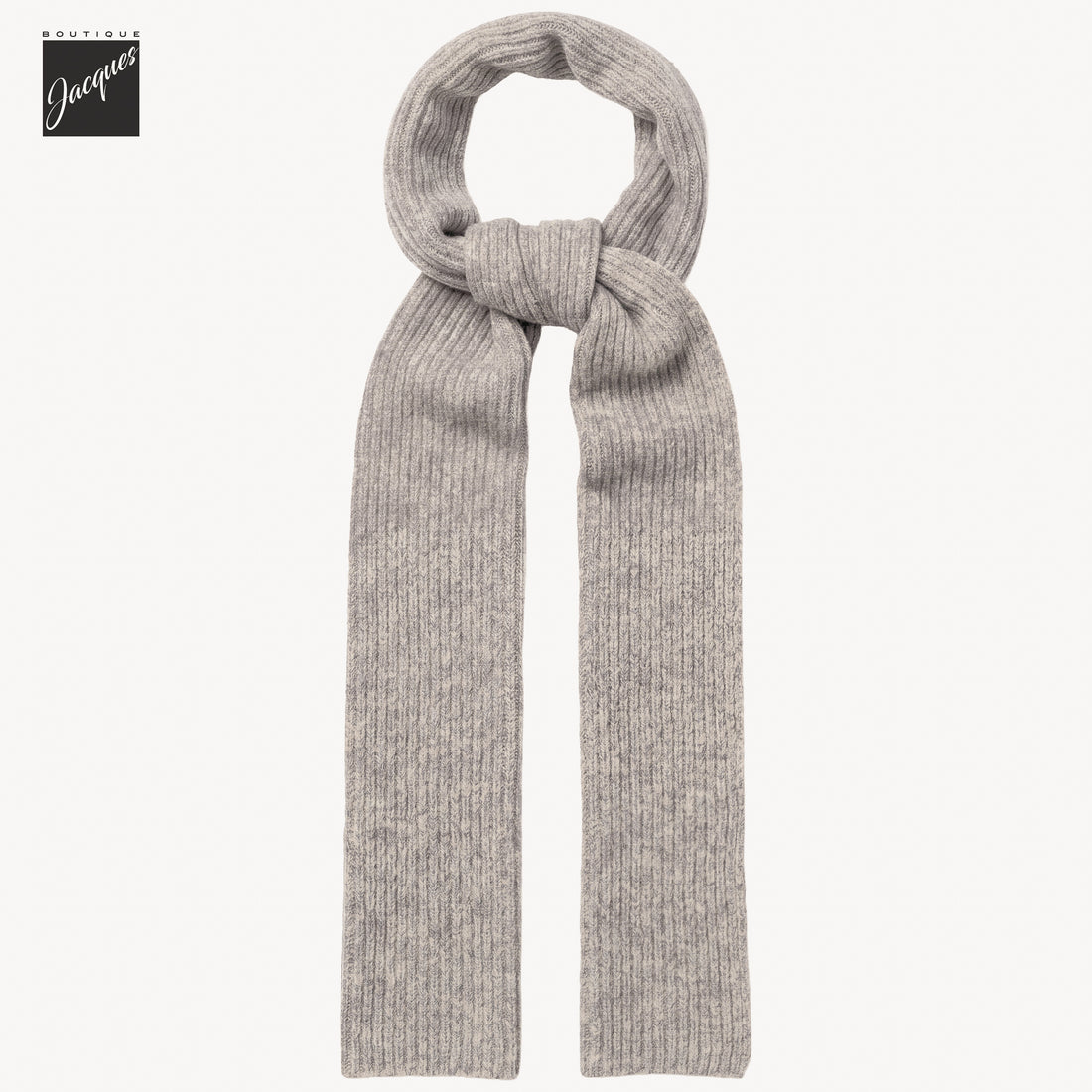 Mushroom (Taupe) Mélange Cotton/Alpaca/Wool Tweed Winter Scarf - Phil Petter - Boutique Jacques International