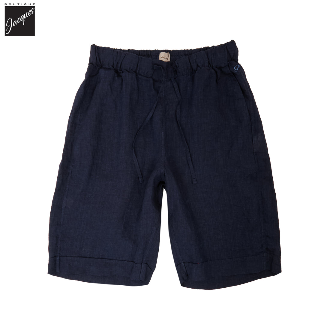 Navy Blue Linen Drawstring Resort Shorts - Stenströms - Boutique Jacques International
