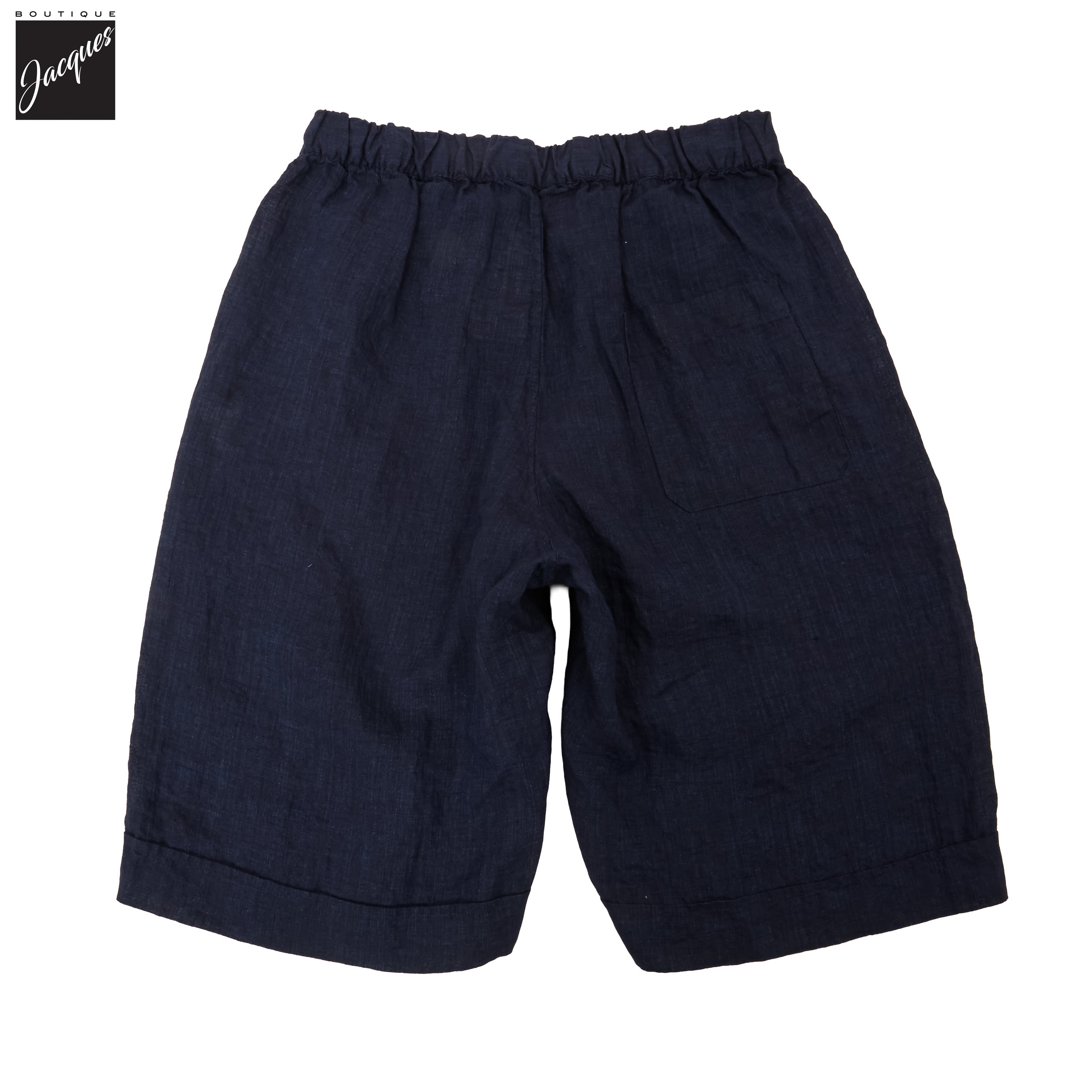 Navy Blue Linen Drawstring Resort Shorts - Stenströms - Boutique Jacques International