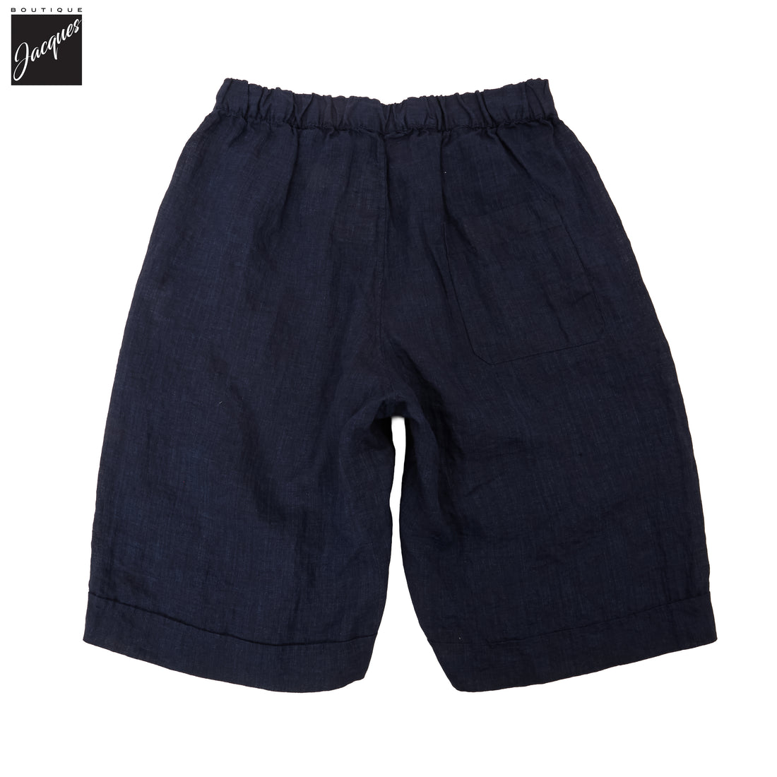 Navy Blue Linen Drawstring Resort Shorts - Stenströms - Boutique Jacques International
