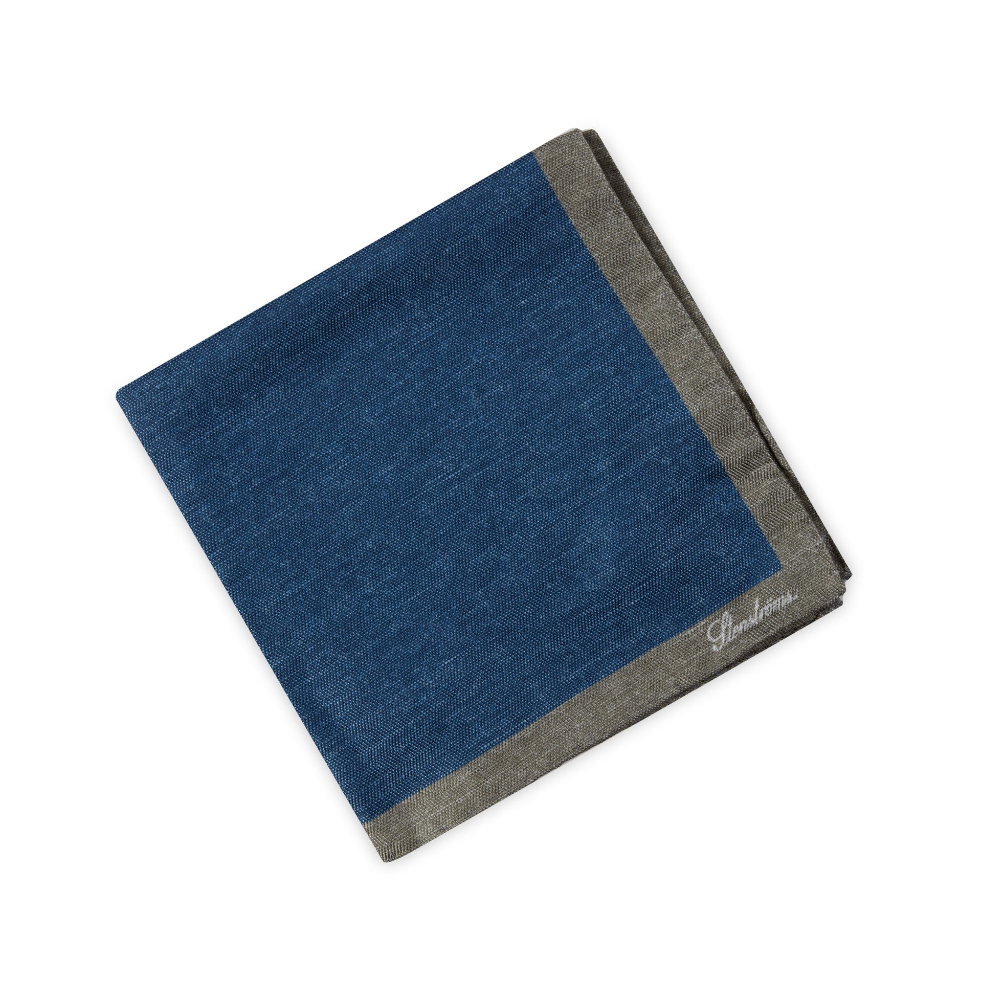 Blue/Beige Reversible Silk Hankie - Stenströms - Boutique Jacques International